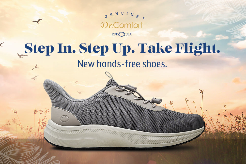 Step In. Step Up. Take a Flight. New hands-free shoes.