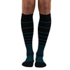 Everyday Style Funnel Stripe Below Knee Socks Unisex Support Socks Black Blue #Black/Turqouise