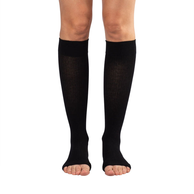 Essentials Cotton Below Knee Socks Open Toe 20-30mmHg