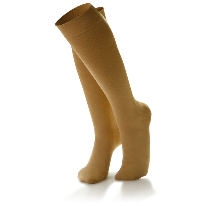 Essentials Micro Nylon Dress Below Knee Socks 15-20mmHg Men's Compression Socks Khaki #Khaki