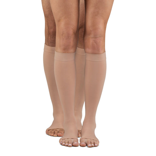 Microfiber Opaque +Plus Below Knee Stockings Open Toe 20-30mmHg
