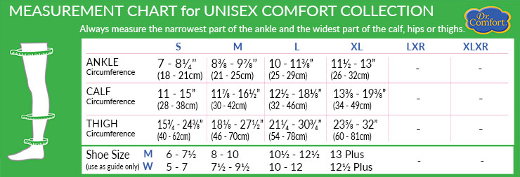 Dr Comfort Shoes Size Chart