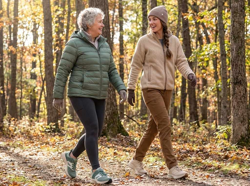 Two ladies walking enjoying benefits for heart health